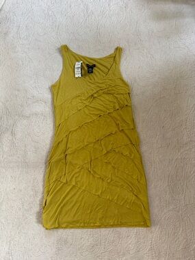 NWT The Limited mustard yellow Ruffled Tank Mini Dress w/underlining -  medium